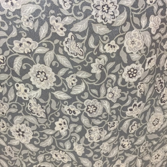 Vintage Floral Gray Silver Satin Midi Skirt - Picture 2 of 3